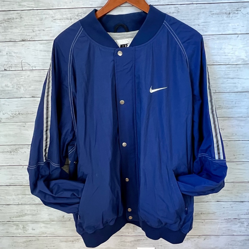Nike Windbreaker Baseball Bomber Jacket Men’s Zip Up Navy Blue Vintage 90s XXL